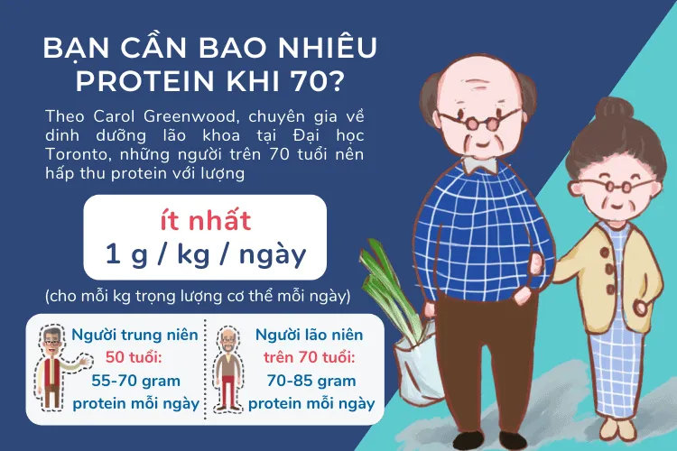 Chúng ta cần nạp bao nhiêu lượng protein khi lớn tuổi?