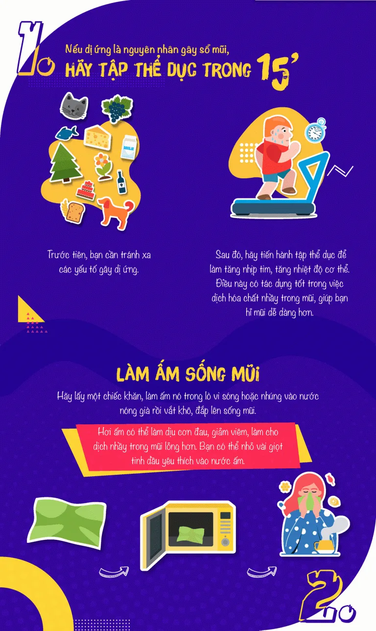 [Infographic] 8 cách giảm nghẹt mũi không cần dùng thuốc