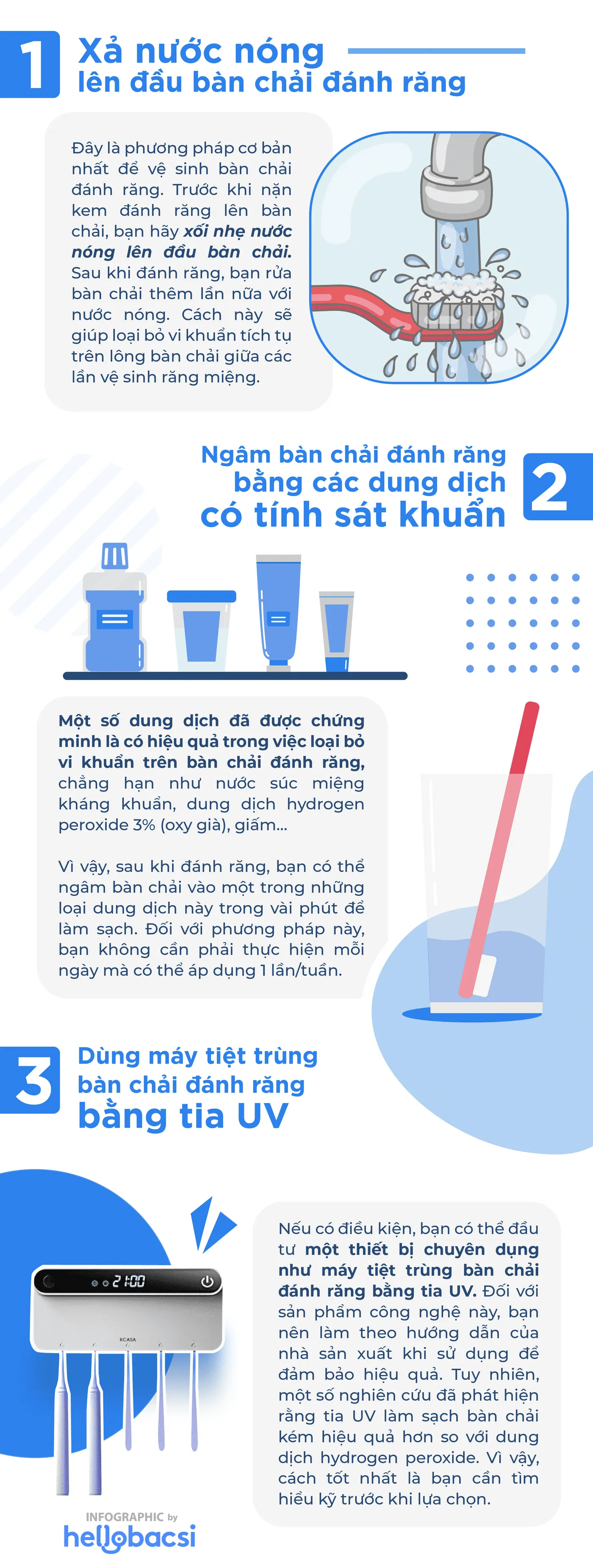 [Infographic] Bật mí 3 cách làm sạch bàn chải đánh răng giúp loại bỏ vi khuẩn hiệu quả!