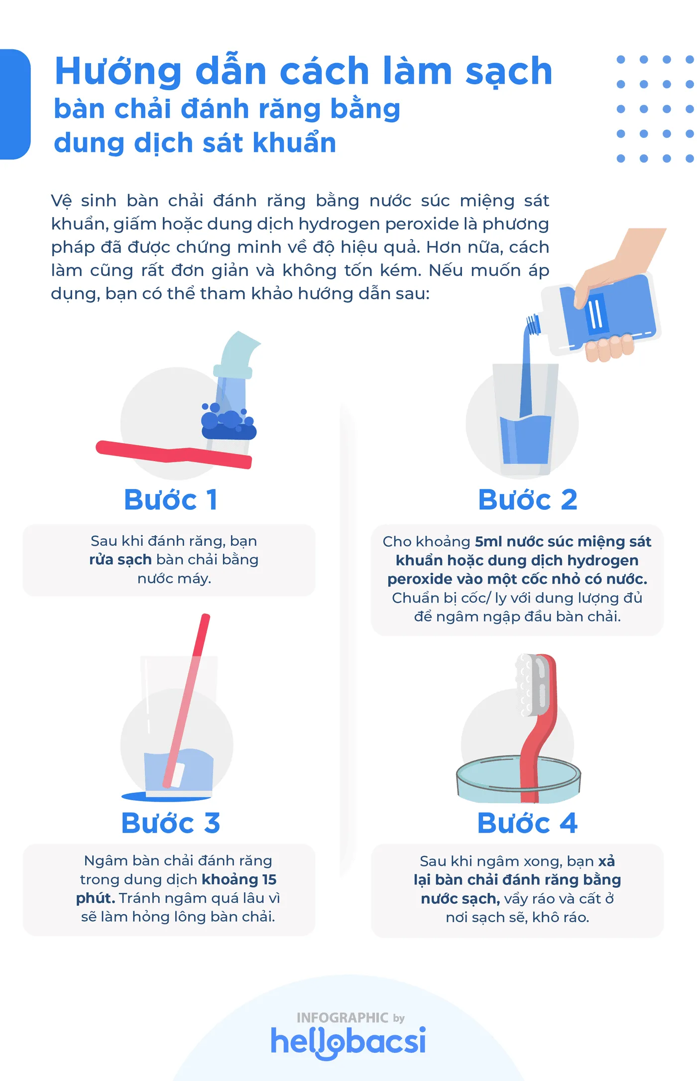 [Infographic] Bật mí 3 cách làm sạch bàn chải đánh răng giúp loại bỏ vi khuẩn hiệu quả!