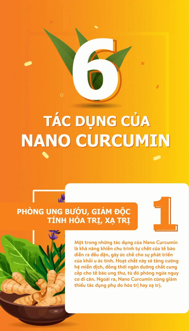 [Infographic] Bất ngờ với 6 tác dụng của Nano Curcumin