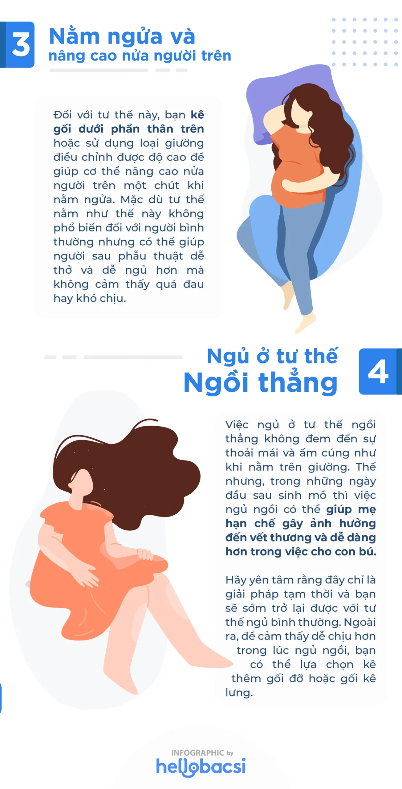 [Infographic] Tư thế nằm sau sinh mổ nào giúp giảm đau và an toàn cho mẹ?