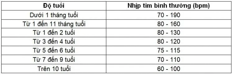 Nhịp tim người bình thường là bao nhiêu theo từng độ tuổi