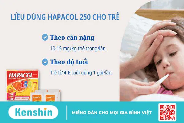 Thuốc hạ sốt Hapacol 250 cho trẻ bao nhiêu kg? Liều dùng và cách uống